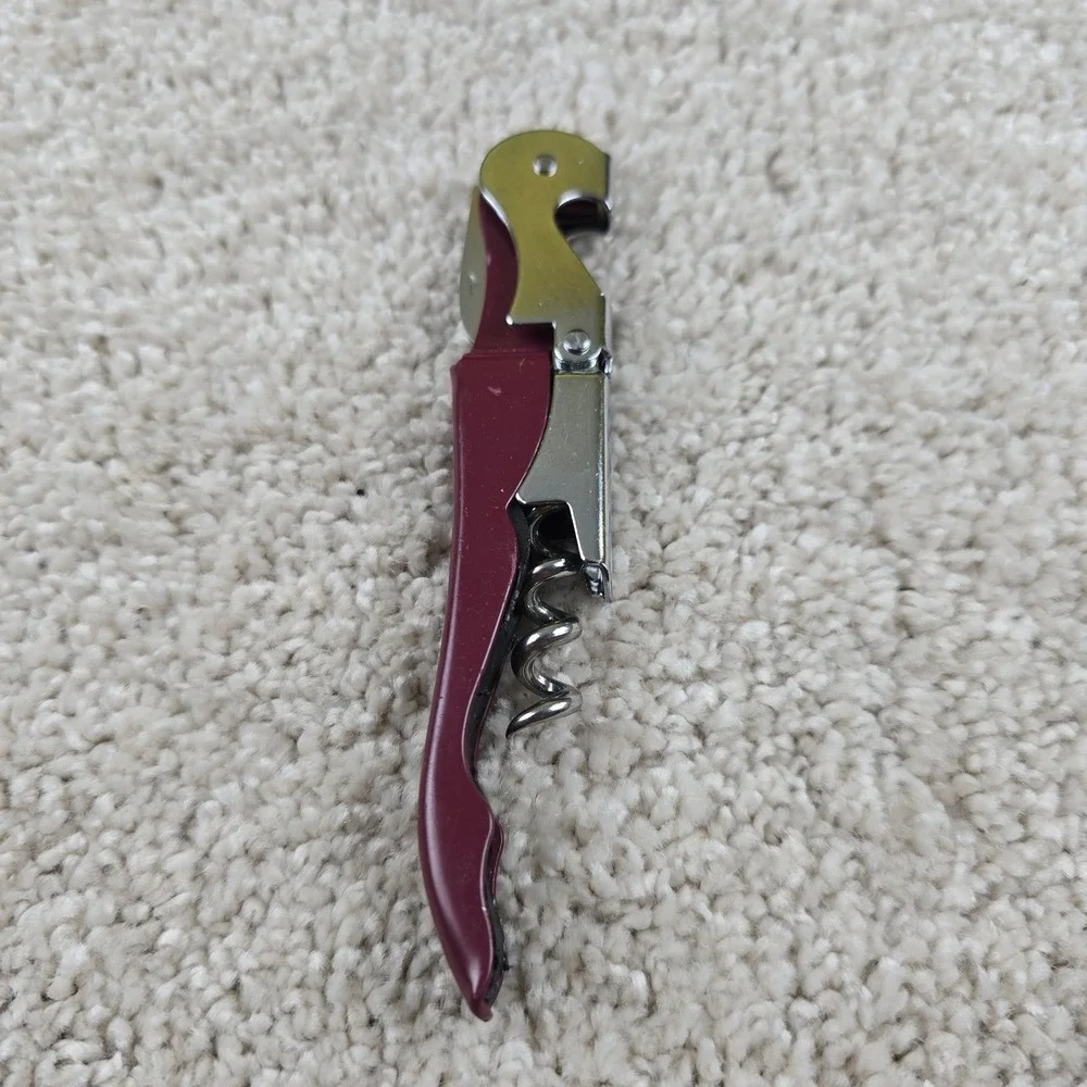 Wedding Waiter's Corkscrew‎ Maroon Wine Bottle Opener Foil Cutter Multi-Tool